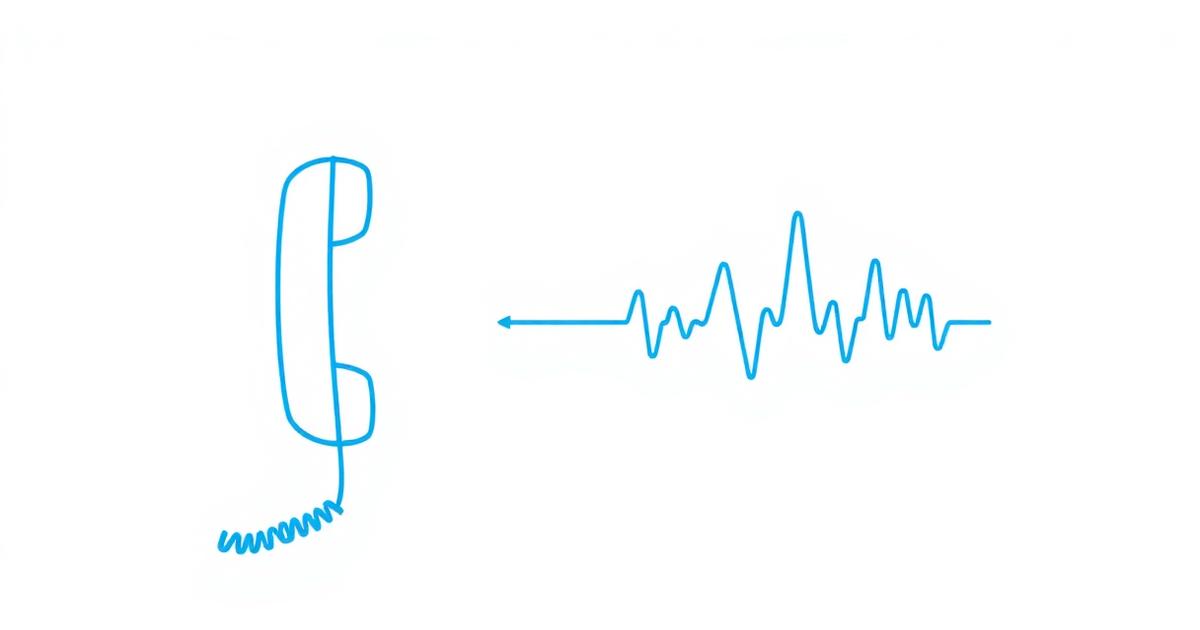 Illustration vectorielle bleue d'un combiné téléphonique et d'une onde vocale avec un pic jaune signalant un appel entrant non décroché