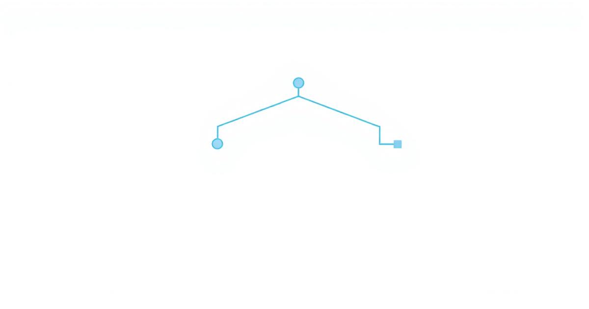 Illustration vectorielle bleue d'une arborescence de standard téléphonique avec files d'attente et un nœud jaune signalant un transfert échoué